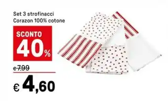 Iper La Grande Set 3 strofinacci Corazon 100% cotone offerta