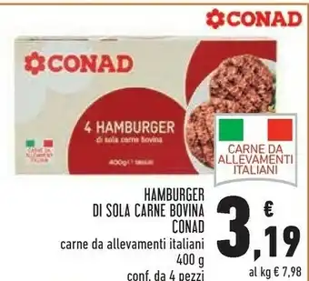 Conad Conad hamburger di sola carne bovina offerta