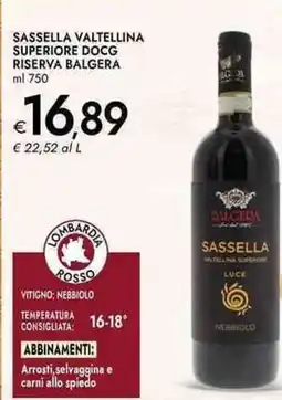 Bennet Sassella valtellina superiore docg riserva balgera offerta