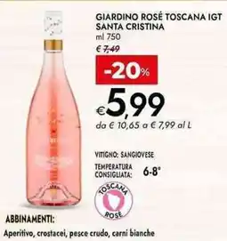 Bennet Giardino rosé toscana igt santa cristina offerta