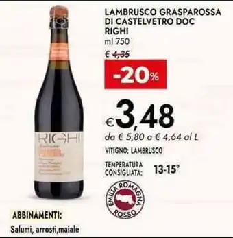 Bennet Lambrusco grasparossa di castelvetro doc righi offerta