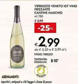 Bennet Verduzzo veneto igt vino frizzante cantine maschio offerta