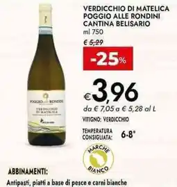 Bennet Verdicchio di matelica poggio alle rondini cantina belisario offerta