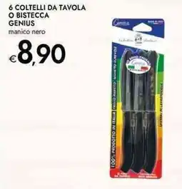 Bennet 6 coltelli da tavola o bistecca genius manico nero offerta