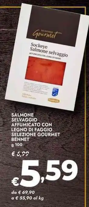 Bennet Salmone selvaggio affumicato con legno di faggio selezione gourmet bennet offerta