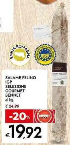 Bennet Salame felino igp selezione gourmet bennet al kg offerta