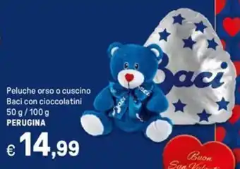 Iper La Grande Peluche orso o cuscino Baci con cioccolatini PERUGINA offerta