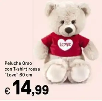 Iper La Grande Peluche Orso con T-shirt rossa "Love" 60 cm offerta