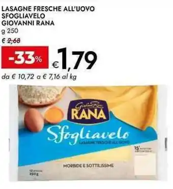 Bennet Lasagne fresche all'uovo sfogliavelo giovanni rana offerta