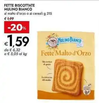 Bennet Fette biscottate mulino bianco al malto d'orzo o ai cereali offerta