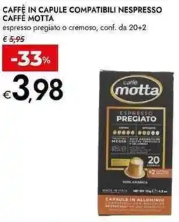 Bennet Caffè in capule compatibili nespresso caffè motta espresso pregiato o cremoso, conf. da 20+2 offerta