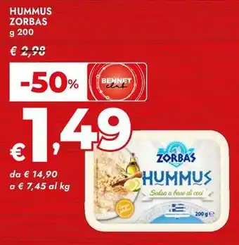 Bennet Hummus ZORBAS offerta