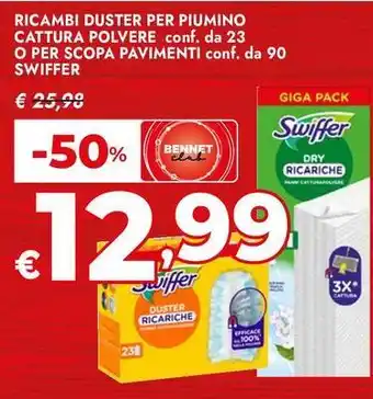 Bennet Ricambi duster per piumino cattura polvere o per scopa pavimenti SWIFFER offerta