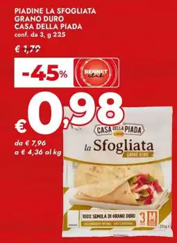 Bennet Piadine la sfogliata grano duro CASA DELLA PIADA offerta