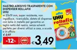 Bennet Nastro adesivo trasparente con dispenser rollafix UHU offerta