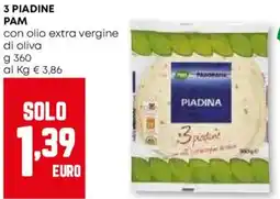 Pam 3 piadine PAM di oliva con olio extra vergine di oliva offerta