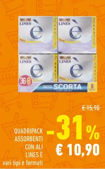 Conad Quadripack assorbenti con ali LINES È offerta