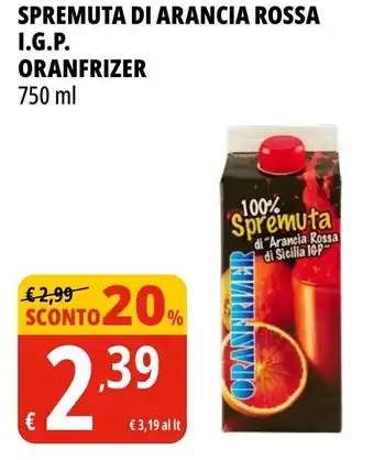 Tigros Spremuta di arancia rossa i.g.p. ORANFRIZER offerta