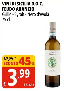 Tigros Vini di sicilia d.o.c. FEUDO ARANCIO offerta