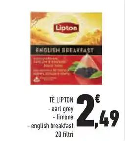 Conad Superstore TÈ LIPTON -earl grey - limone - english breakfast offerta