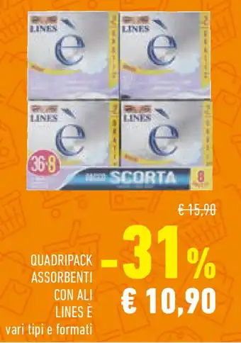 Conad Superstore Quadripack assorbenti con ali LINES E offerta