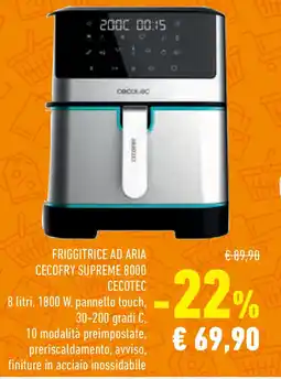 Conad Superstore Friggitrice ad aria cecofry supreme 8000 CECOTEC offerta