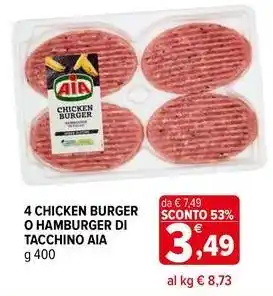 Iperal 4 chicken burger o hamburger di tacchino AIA offerta