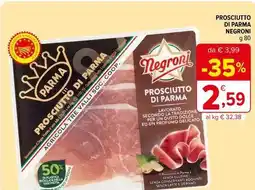 Iperal Prosciutto di parma NEGRONI offerta