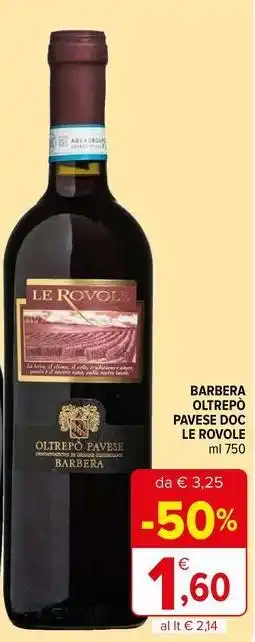 Iperal Barbera oltrepò pavese doc LE ROVOLE offerta