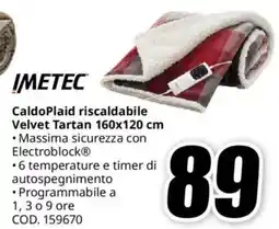 MediaWorld IMETEC Caldo Plaid riscaldabile Velvet Tartan offerta