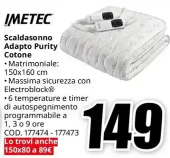 MediaWorld IMETEC Scaldasonno Adapto Purity Cotone offerta