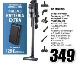 MediaWorld SAMSUNG Scopa elettrica Samsung JetTM 85 complete 210w VS20C8524TB offerta