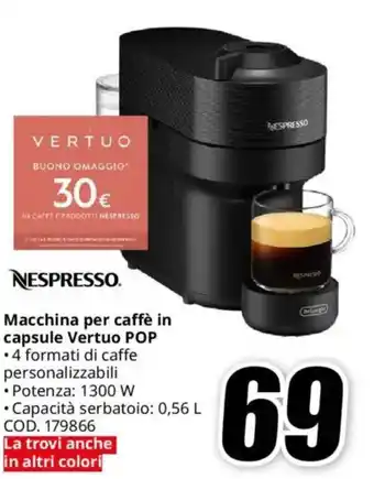 MediaWorld NESPRESSO Macchina per caffè in capsule Vertuo POP offerta