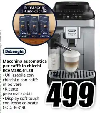 MediaWorld DeLonghi Macchina automatica per caffè in chicchi ECAM290.61.SB offerta