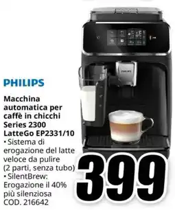 MediaWorld PHILIPS Macchina automatica per caffè in chicchi Series 2300 LatteGo EP2331/10 offerta