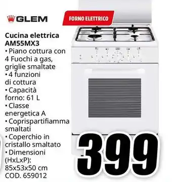 MediaWorld GLEM Cucina elettrica AM55MX3 offerta