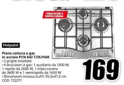 MediaWorld Hotpoint Piano cottura a gas in acciaio PCN 642 T/IX/HAR offerta