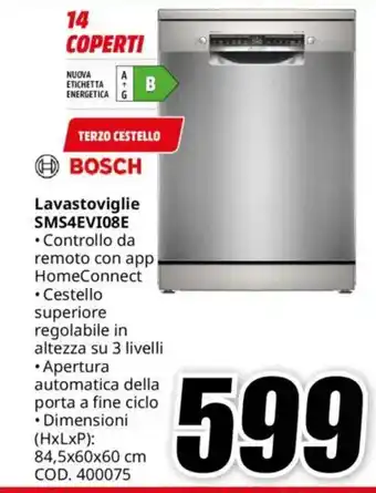 MediaWorld BOSCH Lavastoviglie SMS4EVI08E offerta