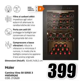 MediaWorld Haier Cantina Vino 50 SERIE 3 HWS49GAE offerta