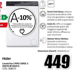 MediaWorld Haier Lavatrice I-PRO SERIE 3 HW70 B12929 S offerta