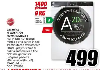 MediaWorld Hoover Lavatrice H-WASH 700 H7W4 49MBC8-S offerta