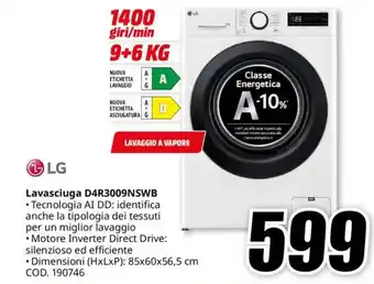 MediaWorld LG Lavasciuga D4R3009NSWB offerta