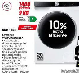 MediaWorld SAMSUNG Lavatrice WW90DG6U85LK offerta