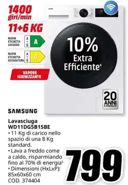 MediaWorld SAMSUNG Lavasciuga WD11DG5B15BE offerta