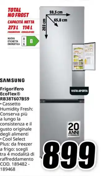 MediaWorld SAMSUNG Frigorifero EcoFlex RB38T607BS9 offerta