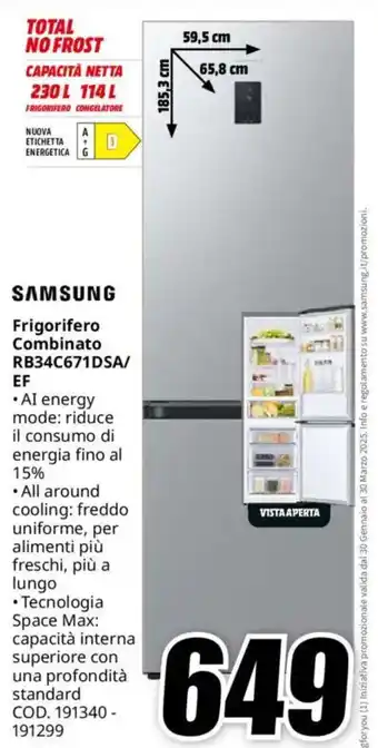 MediaWorld SAMSUNG Frigorifero Combinato RB34C671DSA/ EF offerta