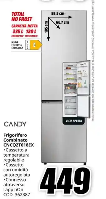 MediaWorld CANDY Frigorifero Combinato CNCQ2T618EX offerta