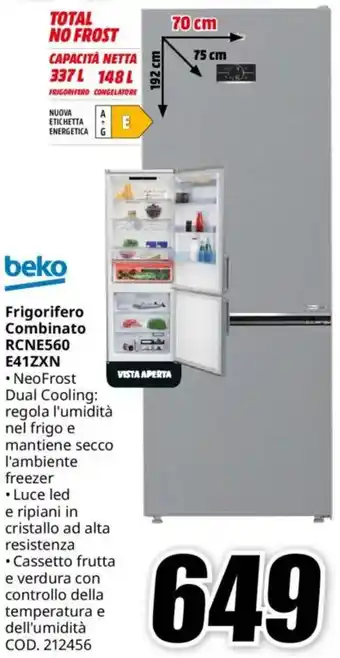 MediaWorld beko Frigorifero Combinato RCNE560 E41ZXN offerta