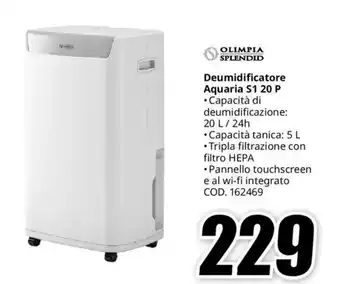 MediaWorld OLIMPIA SPLENDID Deumidificatore Aquaria S1 20 P offerta