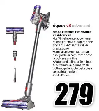 MediaWorld dyson v8 advanced Scopa elettrica ricaricabile V8 Advanced offerta